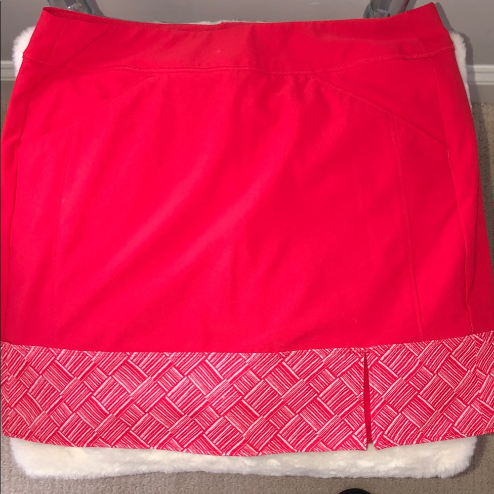 Adidas Red Golf Skort with Patterned Hem